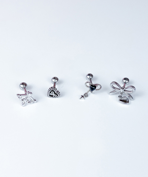 VVV（ブイブイブイ）の「[SET]キューピッドリボンハートピアス（ピアス（両耳用）・レディース・ピンク/ブラック・FREE）」の3枚目の写真