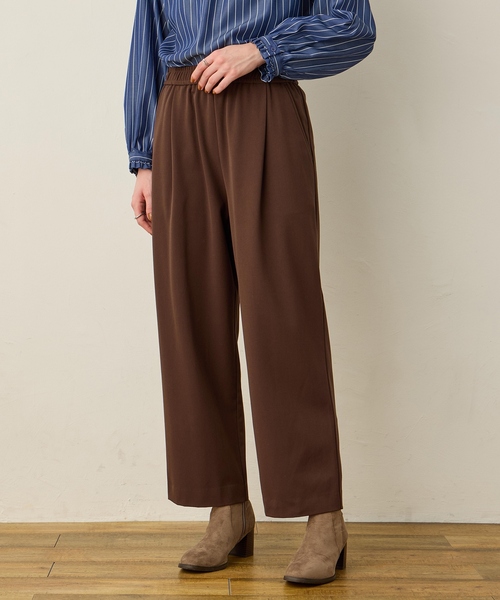 LE SOUK HOLIDAY(ルスークホリデー)の「裏起毛ストレッチタックパンツ【ウエストゴム】(その他パンツ・レディース・ブラック/チャコールグレー/ダークブラウン・M/L)」の4枚目の写真