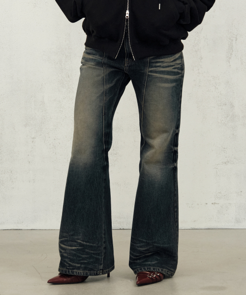 Midnight Move（ミッドナイトムーブ）の「line boots cut (blue)（デニムパンツ・レディース・その他・SMALL/MEDIUM）」の4枚目の写真