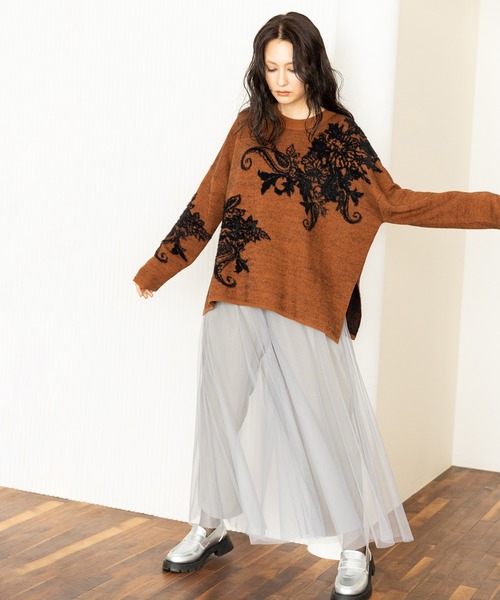 OSMOSIS（オズモーシス）の「ジャガードニットプルオーバー（ニット/セーター・レディース・ライトベージュ/キャメル/ダークグレー・ONE SIZE）」の7枚目の写真