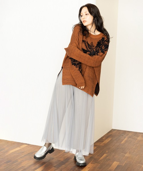 OSMOSIS（オズモーシス）の「ジャガードニットプルオーバー（ニット/セーター・レディース・ライトベージュ/キャメル/ダークグレー・ONE SIZE）」の8枚目の写真