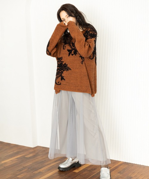 OSMOSIS（オズモーシス）の「ジャガードニットプルオーバー（ニット/セーター・レディース・ライトベージュ/キャメル/ダークグレー・ONE SIZE）」の11枚目の写真