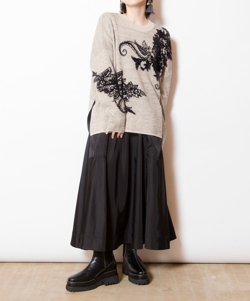 OSMOSIS（オズモーシス）の「ジャガードニットプルオーバー（ニット/セーター・レディース・ライトベージュ/キャメル/ダークグレー・ONE SIZE）」の15枚目の写真