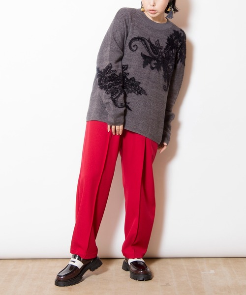 OSMOSIS（オズモーシス）の「ジャガードニットプルオーバー（ニット/セーター・レディース・ライトベージュ/キャメル/ダークグレー・ONE SIZE）」の22枚目の写真