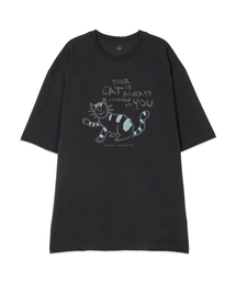[オーバーサイズ]ドゥドゥルキャット 13番手コットンラウンドネック半袖Tシャツ_チャコール
