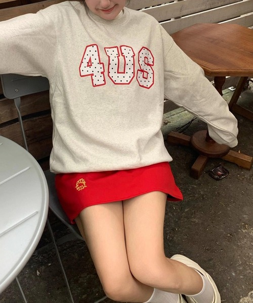 HALEY PESCA(ヘーリーペスカ)の「HALEY PESCA/ドット柄ロゴ オーバースウェット(スウェット・レディース・ネイビー/ホワイト・MEDIUM/SMALL/LARGE)」の4枚目の写真
