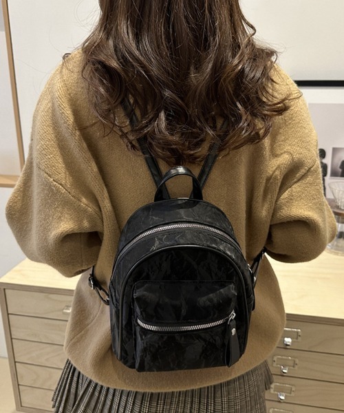 Miniministore(ミニミニストア)の「ミニリュックサック コンパクトバッグ 黒(バックパック/リュック・レディース・アイボリー/グレー/ブラック・FREE)」の4枚目の写真