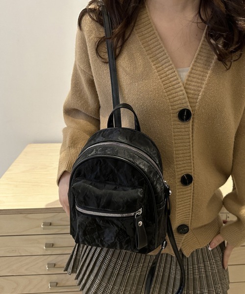 Miniministore(ミニミニストア)の「ミニリュックサック コンパクトバッグ 黒(バックパック/リュック・レディース・アイボリー/グレー/ブラック・FREE)」の5枚目の写真