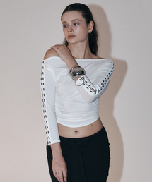 Lexi Hooked Shirring top (White)