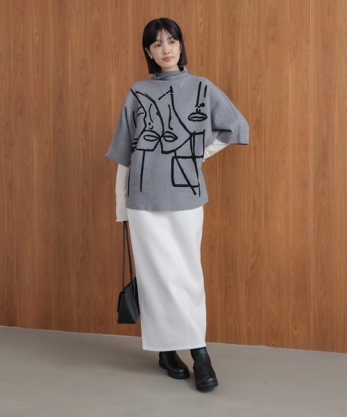 Bou Jeloud（ブージュルード）の「裏起毛ロングスカート（スカート・レディース・ブラック/オフホワイト・38）」の4枚目の写真