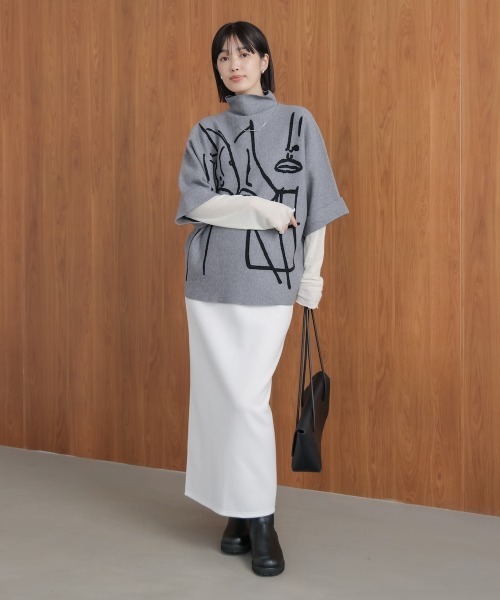 Bou Jeloud（ブージュルード）の「裏起毛ロングスカート（スカート・レディース・ブラック/オフホワイト・38）」の9枚目の写真