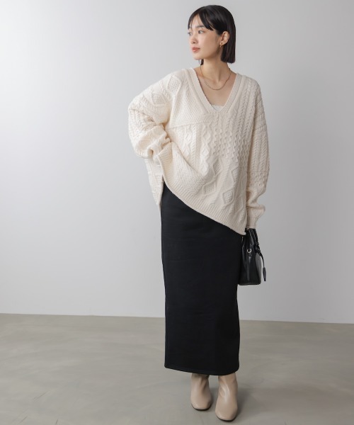 Bou Jeloud（ブージュルード）の「裏起毛ロングスカート（スカート・レディース・ブラック/オフホワイト・38）」の15枚目の写真