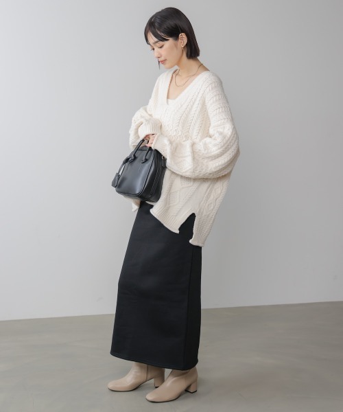 Bou Jeloud（ブージュルード）の「裏起毛ロングスカート（スカート・レディース・ブラック/オフホワイト・38）」の17枚目の写真