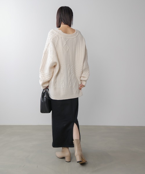 Bou Jeloud（ブージュルード）の「裏起毛ロングスカート（スカート・レディース・ブラック/オフホワイト・38）」の18枚目の写真