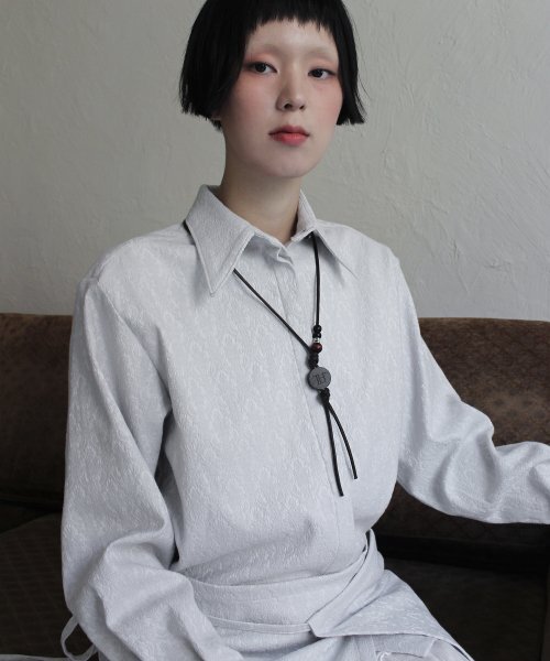 RUBATI(ルバティ)の「ジャカードシャツハーフエプロン_ライトグレー(シャツ/ブラウス・レディース・その他・size2/size1)」の1枚目の写真