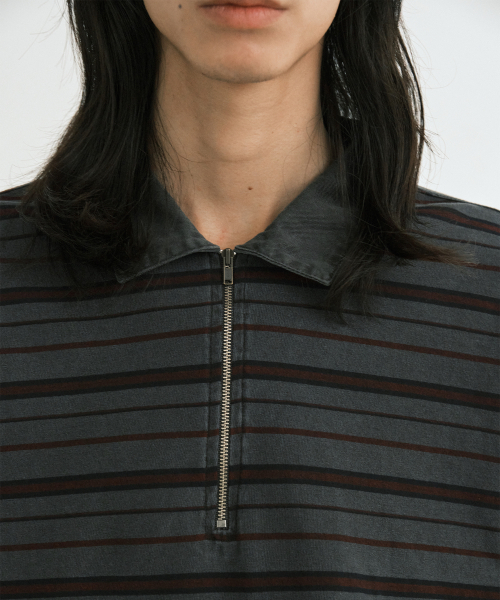 ENDOOR(エンドア)の「Vtg zip-up stripe polo shirt (vtg red)(ポロシャツ・メンズ・その他・1/2)」の4枚目の写真