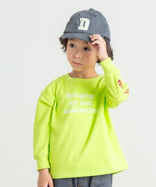 DILASH(ディラッシュ)の「ハンバーガー袖刺繍 長袖Tシャツ(Tシャツ/カットソー・キッズ・黄緑系/オレンジ・90/100/110/120/130/140)」の2枚目の写真