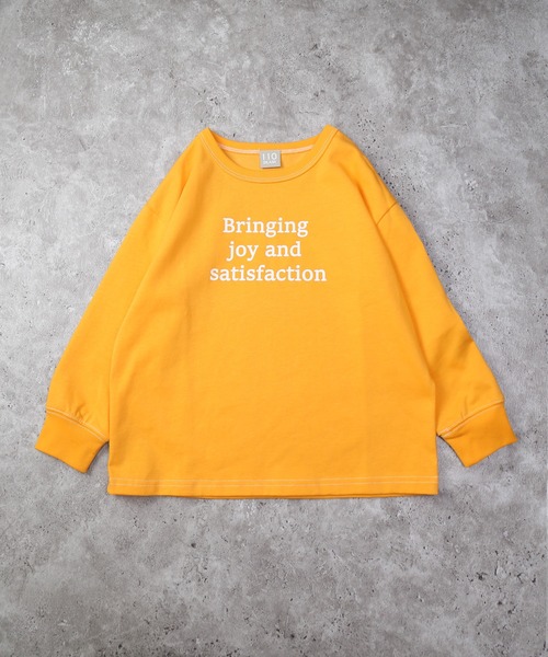 DILASH(ディラッシュ)の「ハンバーガー袖刺繍 長袖Tシャツ(Tシャツ/カットソー・キッズ・黄緑系/オレンジ・90/100/110/120/130/140)」の1枚目の写真