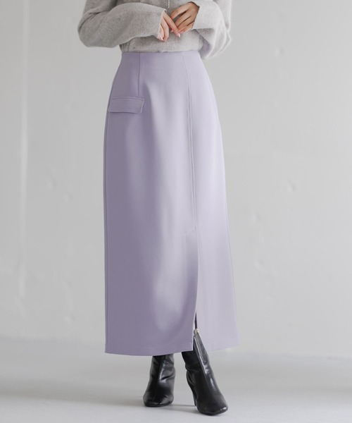 Andemiu(アンデミュウ)の「アシメフラップIラインスカート625360(スカート・レディース・アイボリー/パープル/ブラック・SMALL/MEDIUM)」の1枚目の写真