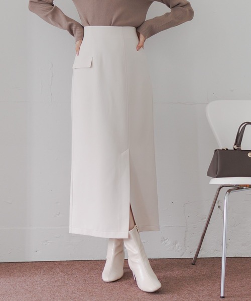 Andemiu(アンデミュウ)の「アシメフラップIラインスカート625360(スカート・レディース・アイボリー/パープル/ブラック・SMALL/MEDIUM)」の2枚目の写真