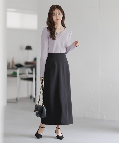 Andemiu(アンデミュウ)の「アシメフラップIラインスカート625360(スカート・レディース・アイボリー/パープル/ブラック・SMALL/MEDIUM)」の10枚目の写真