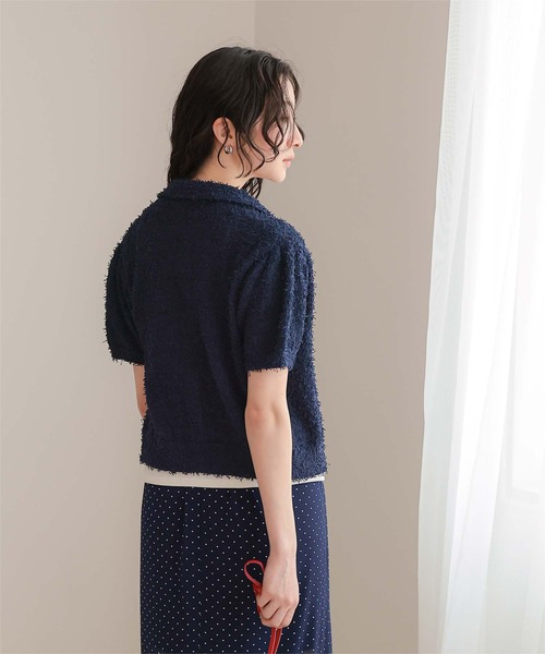 miette（ミエット）の「襟付きファンシーヤーン半袖ニット（ニット/セーター・レディース・ライトピンク/ライトイエロー/ブラウン/レッド/ネイビー・S/M/L）」の12枚目の写真