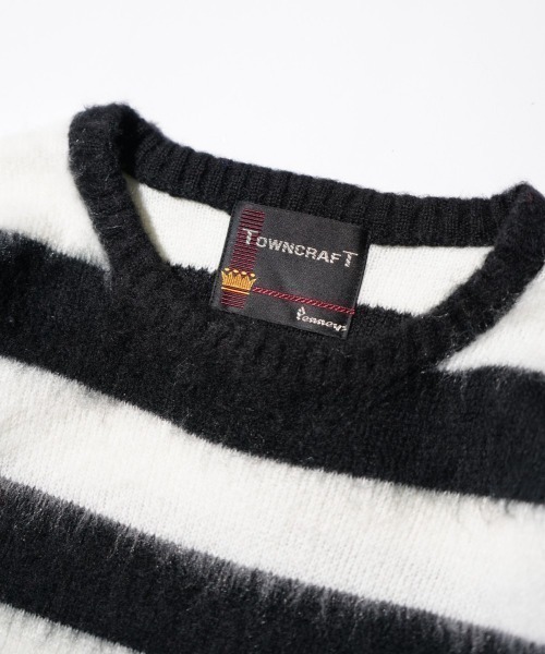 TOWNCRAFT（タウンクラフト）の「TOWN CRAFT タウンクラフト / SHAGGY JQ BORDER CREW（ニット/セーター・メンズ・ブラック×ホワイト/レッド・MEDIUM/LARGE）」の3枚目の写真