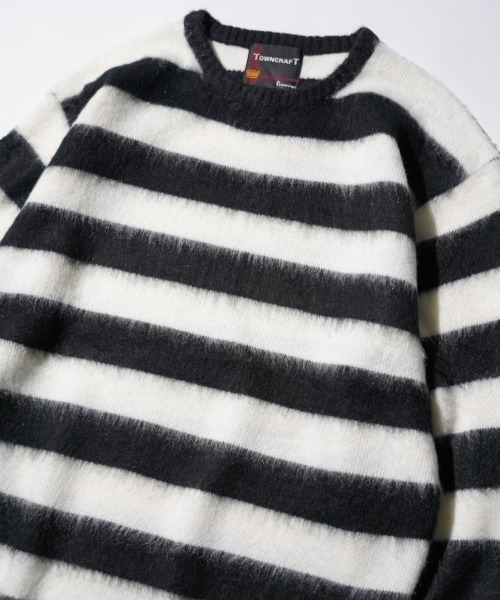 TOWNCRAFT（タウンクラフト）の「TOWN CRAFT タウンクラフト / SHAGGY JQ BORDER CREW（ニット/セーター・メンズ・ブラック×ホワイト/レッド・MEDIUM/LARGE）」の4枚目の写真