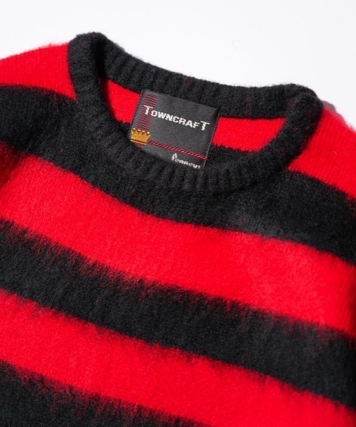 TOWNCRAFT（タウンクラフト）の「TOWN CRAFT タウンクラフト / SHAGGY JQ BORDER CREW（ニット/セーター・メンズ・ブラック×ホワイト/レッド・MEDIUM/LARGE）」の9枚目の写真
