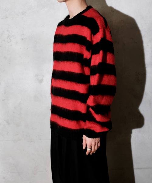 TOWNCRAFT（タウンクラフト）の「TOWN CRAFT タウンクラフト / SHAGGY JQ BORDER CREW（ニット/セーター・メンズ・ブラック×ホワイト/レッド・MEDIUM/LARGE）」の20枚目の写真