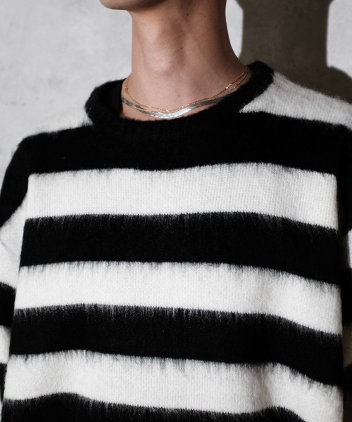 TOWNCRAFT（タウンクラフト）の「TOWN CRAFT タウンクラフト / SHAGGY JQ BORDER CREW（ニット/セーター・メンズ・ブラック×ホワイト/レッド・MEDIUM/LARGE）」の18枚目の写真