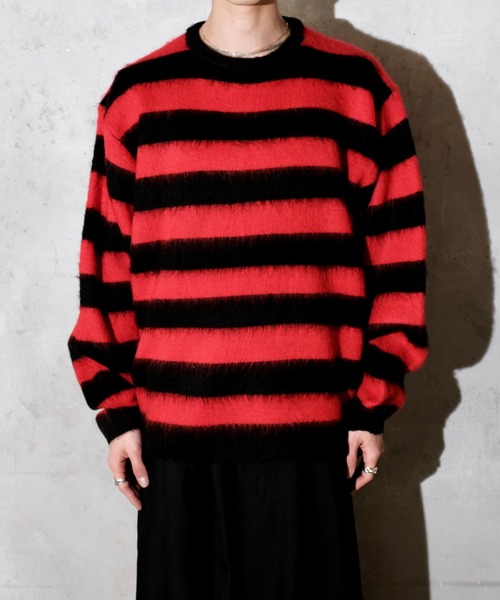 TOWNCRAFT（タウンクラフト）の「TOWN CRAFT タウンクラフト / SHAGGY JQ BORDER CREW（ニット/セーター・メンズ・ブラック×ホワイト/レッド・MEDIUM/LARGE）」の21枚目の写真