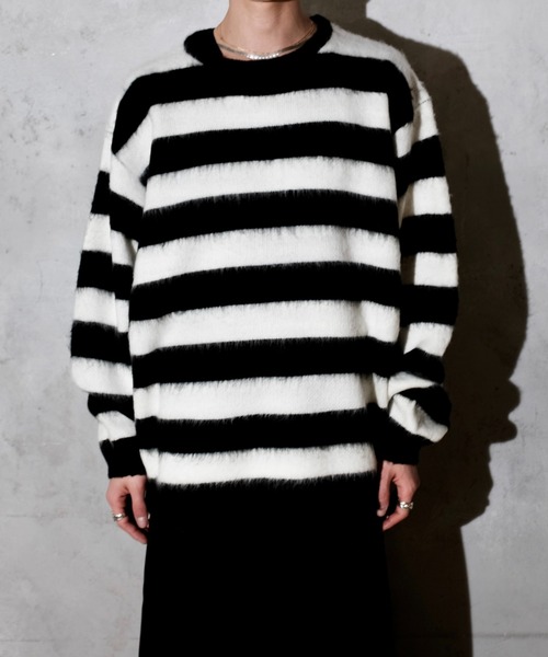 TOWNCRAFT（タウンクラフト）の「TOWN CRAFT タウンクラフト / SHAGGY JQ BORDER CREW（ニット/セーター・メンズ・ブラック×ホワイト/レッド・MEDIUM/LARGE）」の15枚目の写真