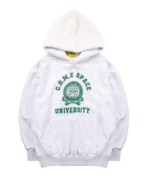COME（シーオーエムイー）の「[UNISEX] Faux Shearling-Trimmed Cotton-Jersey Hoodie (Light Grey)（パーカー・メンズ・その他・1(M)/2(L)）」の2枚目の写真