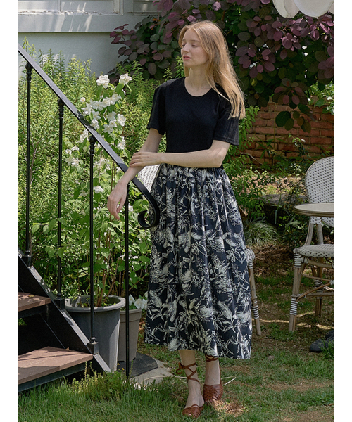 AVANT-G(アバン)の「Leaf Pattern Daily Shirring Dress - BLACK(ワンピース・レディース・その他・FREE)」の6枚目の写真