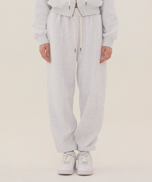 DANGLEDROP(ダングルドロップ)の「DGDP スクエアジョガートレーニングパンツ_ホワイトメランジ(スウェットパンツ・レディース・その他・SMALL/MEDIUM)」の1枚目の写真