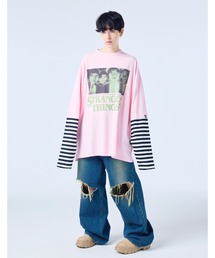 《Little sunny bite》stranger things x little sunny bite graphic fake layered long tee