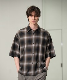 【CITY TOKYO/シティートーキョー】ソフトドレープオンブレチェックS/Sシャツ