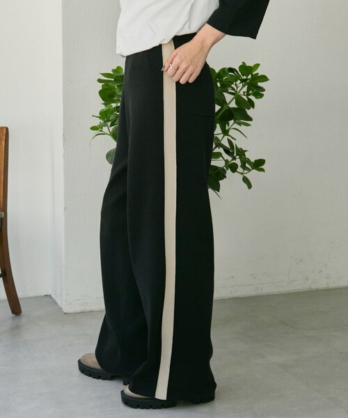 ear PAPILLONNER（イアパピヨネ）の「ニットラインパンツ【SUM1 STYLE】（その他パンツ・レディース・ブラック/ベージュ・FREE）」の2枚目の写真