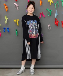 ScoLar（スカラー）の「153783：レースライン×ロック柄ミニ裏毛ワンピース（ワンピース）」