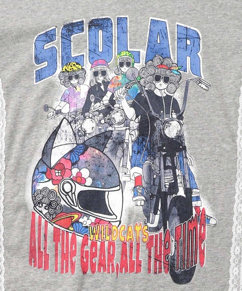 ScoLar（スカラー）の「153783：レースライン×ロック柄ミニ裏毛ワンピース（ワンピース・レディース・グリーン/ブラック/杢グレー・M）」の11枚目の写真