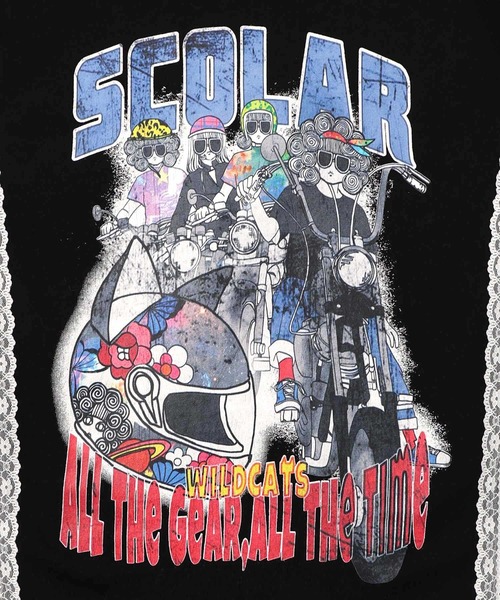 ScoLar（スカラー）の「153783：レースライン×ロック柄ミニ裏毛ワンピース（ワンピース・レディース・グリーン/ブラック/杢グレー・M）」の13枚目の写真