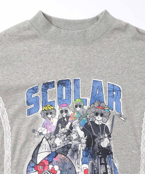 ScoLar（スカラー）の「153783：レースライン×ロック柄ミニ裏毛ワンピース（ワンピース・レディース・グリーン/ブラック/杢グレー・M）」の15枚目の写真