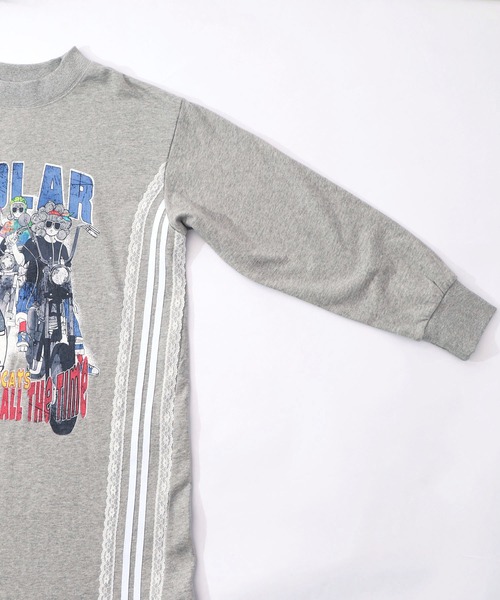 ScoLar（スカラー）の「153783：レースライン×ロック柄ミニ裏毛ワンピース（ワンピース・レディース・グリーン/ブラック/杢グレー・M）」の16枚目の写真