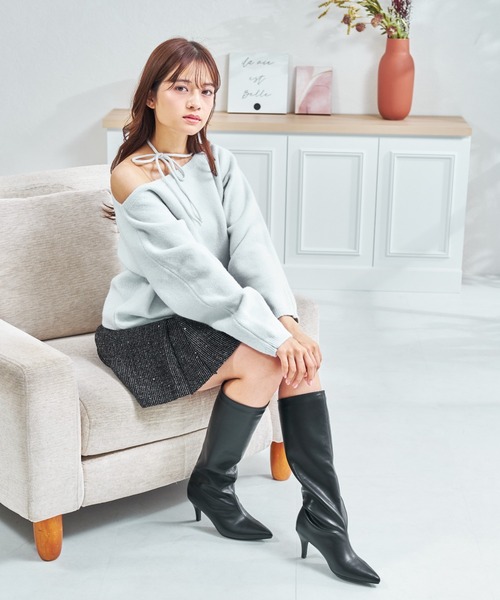MISCH MASCH(ミッシュマッシュ)の「一部店舗限定 ポインテッドトゥヒールロングブーツ(ブーツ・レディース・ブラック・M/L)」の14枚目の写真