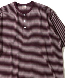 【Healthknit】Classic Border Jersey Wide Henleyneck S/S / クラシック ボーダー ジャージーワイドヘンリーネックTシャツ