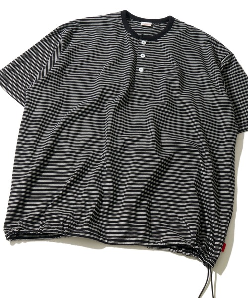 Healthknit(ヘルスニット)の「【Healthknit】Classic Border Jersey Wide Henleyneck S/S / クラシック ボーダー ジャージーワイドヘンリーネックTシャツ(Tシャツ/カットソー・メンズ・ブラック/パープル・X-LARGE/LARGE/MEDIUM)」の3枚目の写真