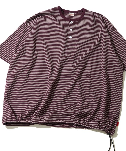 Healthknit(ヘルスニット)の「【Healthknit】Classic Border Jersey Wide Henleyneck S/S / クラシック ボーダー ジャージーワイドヘンリーネックTシャツ(Tシャツ/カットソー・メンズ・ブラック/パープル・X-LARGE/LARGE/MEDIUM)」の6枚目の写真