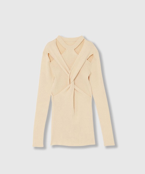 THINGS THAT MATTER（シングス ザット マター）の「【THINGS THAT MATTER/シングス ザット マター】TWIST KNIT TOPS/ツイストニットトップス（ニット/セーター・レディース・オレンジ/キナリ/ブラック/ミント・FREE）」の6枚目の写真