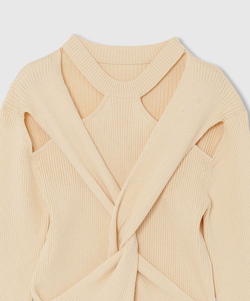 THINGS THAT MATTER（シングス ザット マター）の「【THINGS THAT MATTER/シングス ザット マター】TWIST KNIT TOPS/ツイストニットトップス（ニット/セーター・レディース・オレンジ/キナリ/ブラック/ミント・FREE）」の7枚目の写真